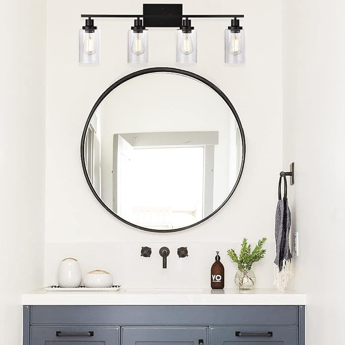WINSHEN Black 4-Light Bathroom Light Fixtures