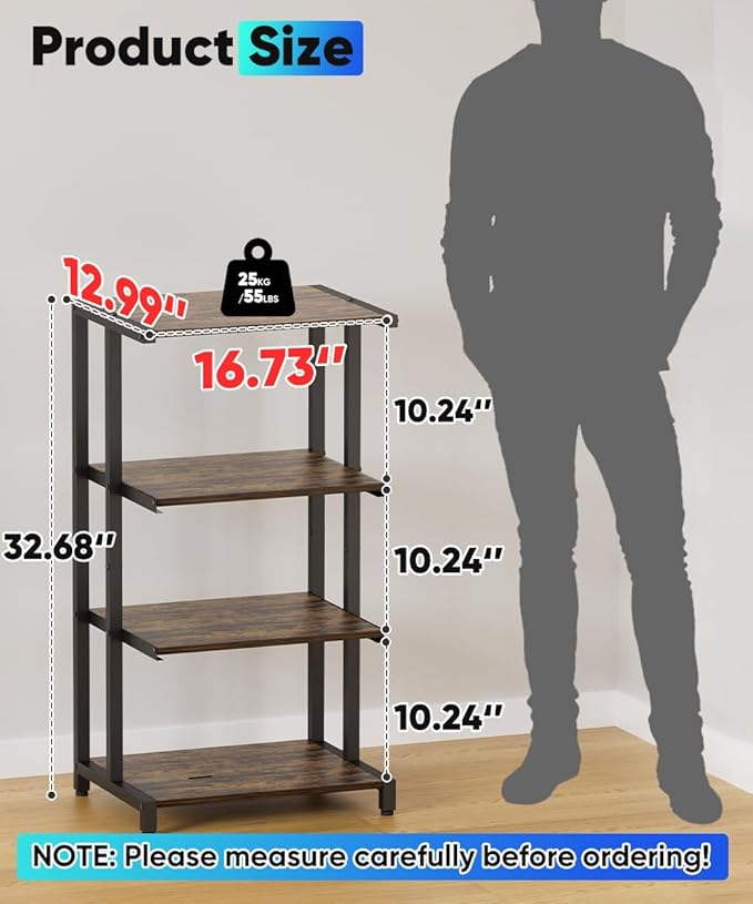 Ardier 4-Tier Wooden Media Stand, AV Media Stand Corner Shelf
