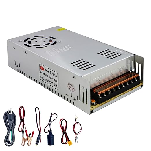 HuanQiuSensmart 110V AC to 12V DC Transformer, 12V 500W 40A Switching Power