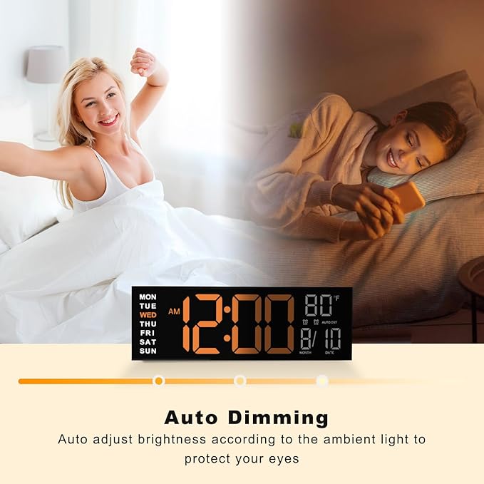 JALL 16" Large Digital Wall Mount Clock, Count Down Timer, Big LED, RGB ...