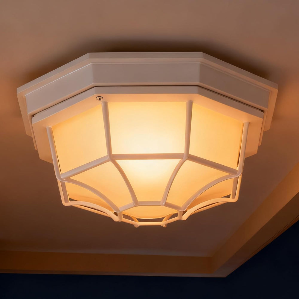 10.5” White LED Close to Ceiling Light for Basement Garage Light Octagonal Wh...