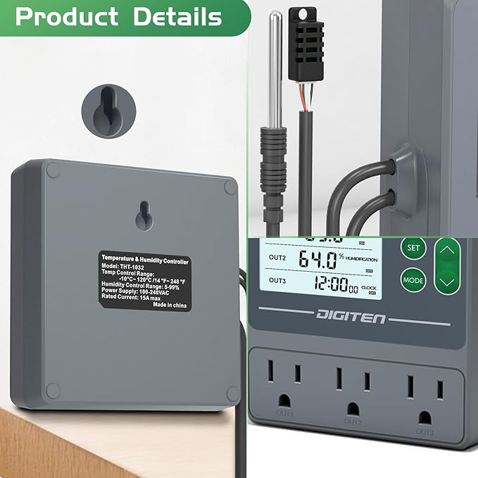 SENSTREE Dual Probe Temperature & Humidity Controller, Independent Sensors