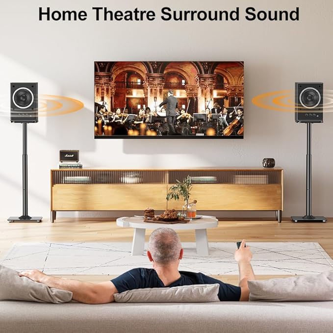 ELIVED Universal Speaker Stands Height Adjustable 28"-37.4", Booksh...