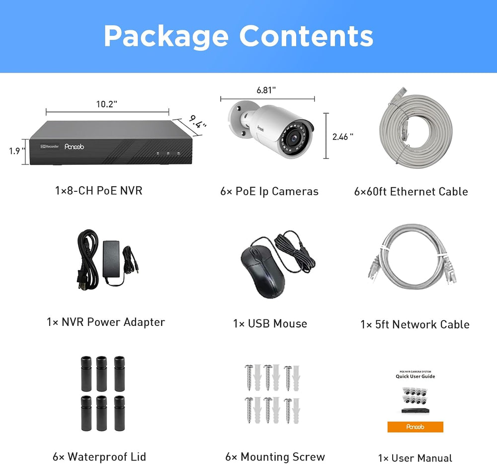 4K PoE Security Camera System 8CH with 2TB HDD, PB37F0608-8M