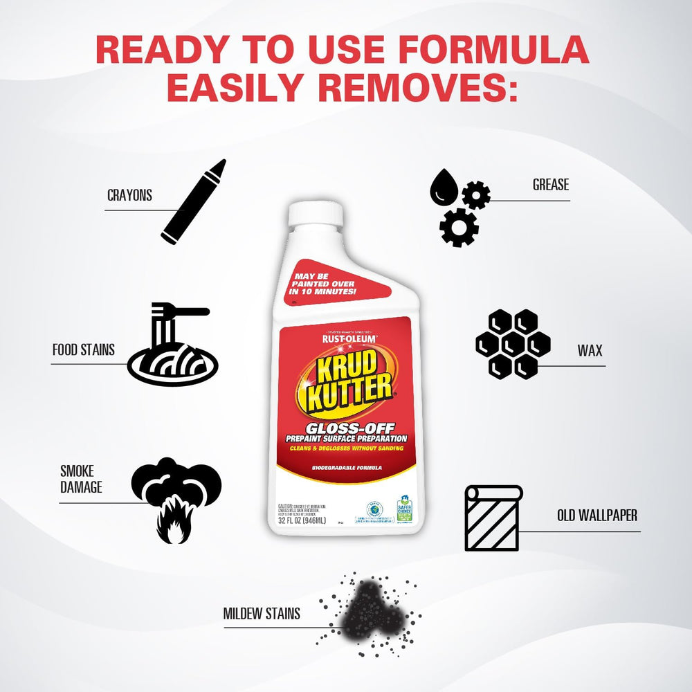 Krud Kutter GO326-6PK Gloss Off Prepaint Surface Preparation Cleaner, 32 oz, ...
