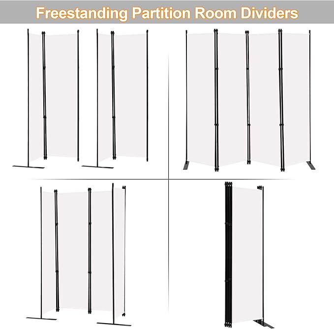 MAYOLIAH 4 Panel Room Divider Screen 6Ft Tall Foldable Privacy Dividers Indoor