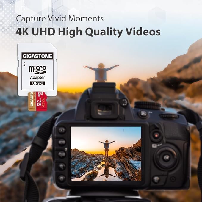 Gigastone 512GB Micro SD Card, 4K Camera Pro, A2 V30 UHS-I U3 C10,