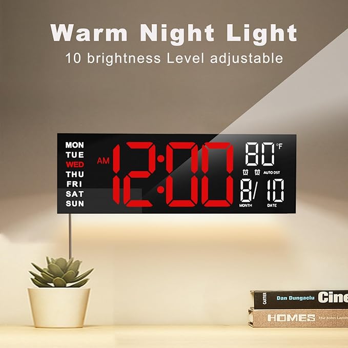 JALL 16" Large Digital Wall Mount Clock, Count Down Timer, Big LED, RGB ...