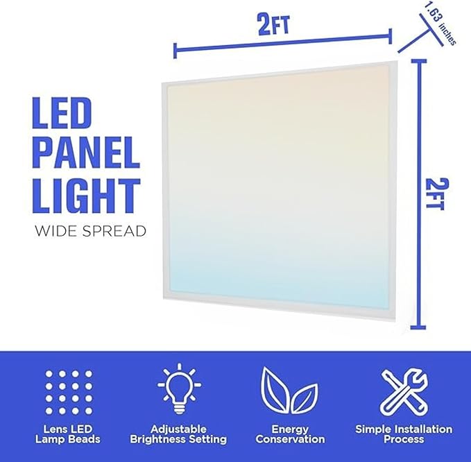 2x2 LED Flat Panel Lights for Drop Ceiling, Troffer Replacement Light Fixture...