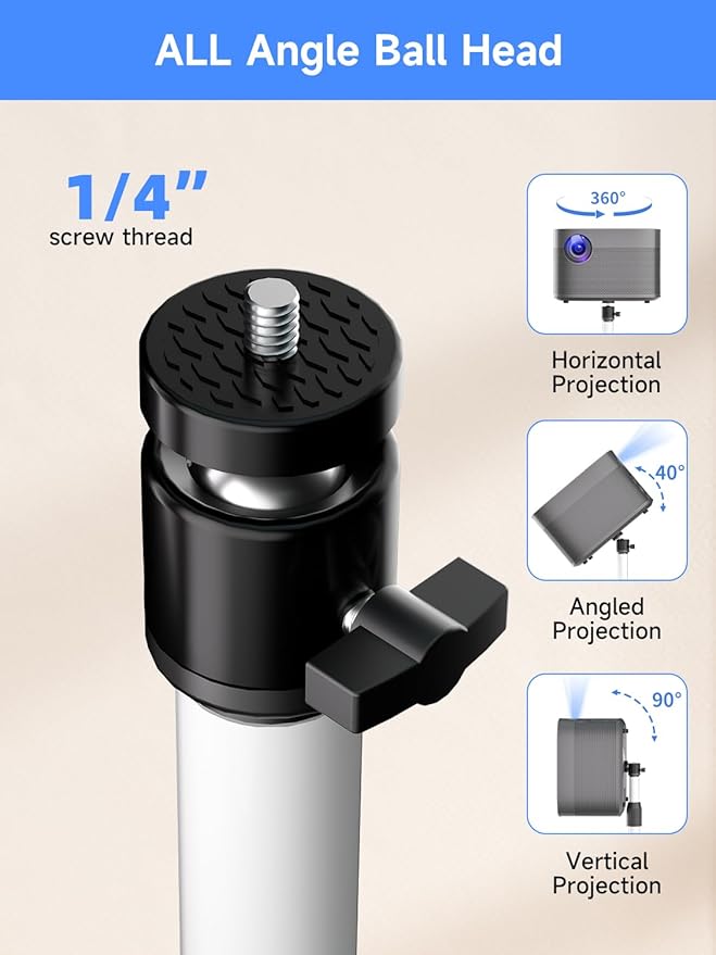 suptek Exdentable 63.9" Projector Stand 360°Swivel, Height Adjustable