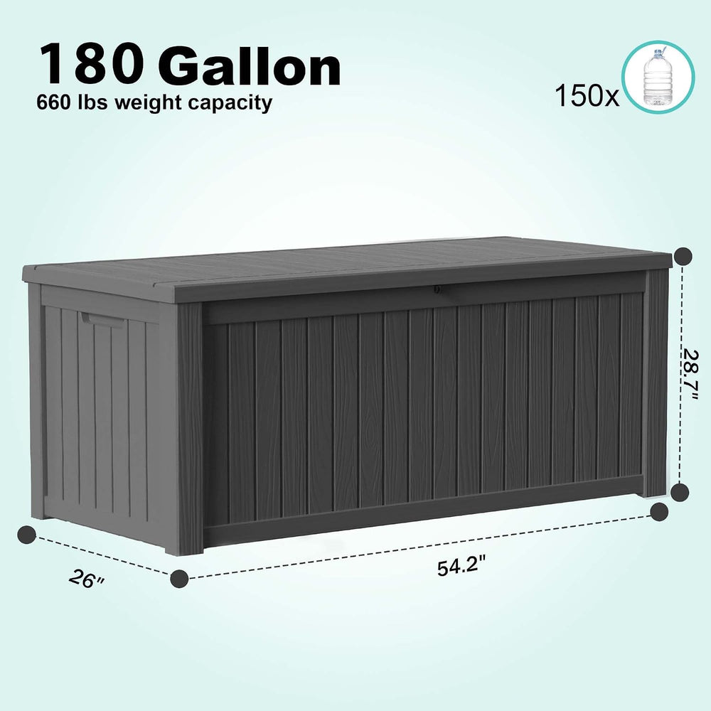 EasyUp 180 Gal Deck Box Waterproof Outdoor Storage Box Black