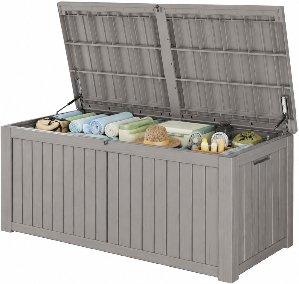 Outdoor Deck Storage Box,Waterproof,Grey,220 Gallon
