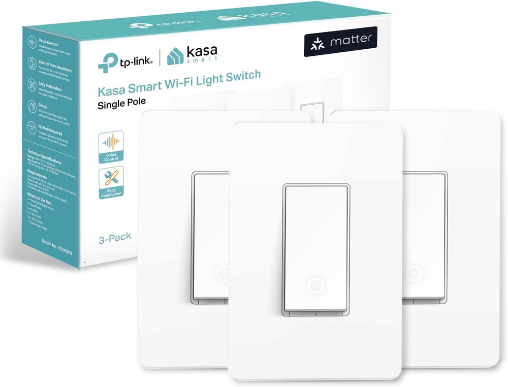Kasa Matter Smart Light Switch: Voice Control w/Siri, Alexa & Google Assi...