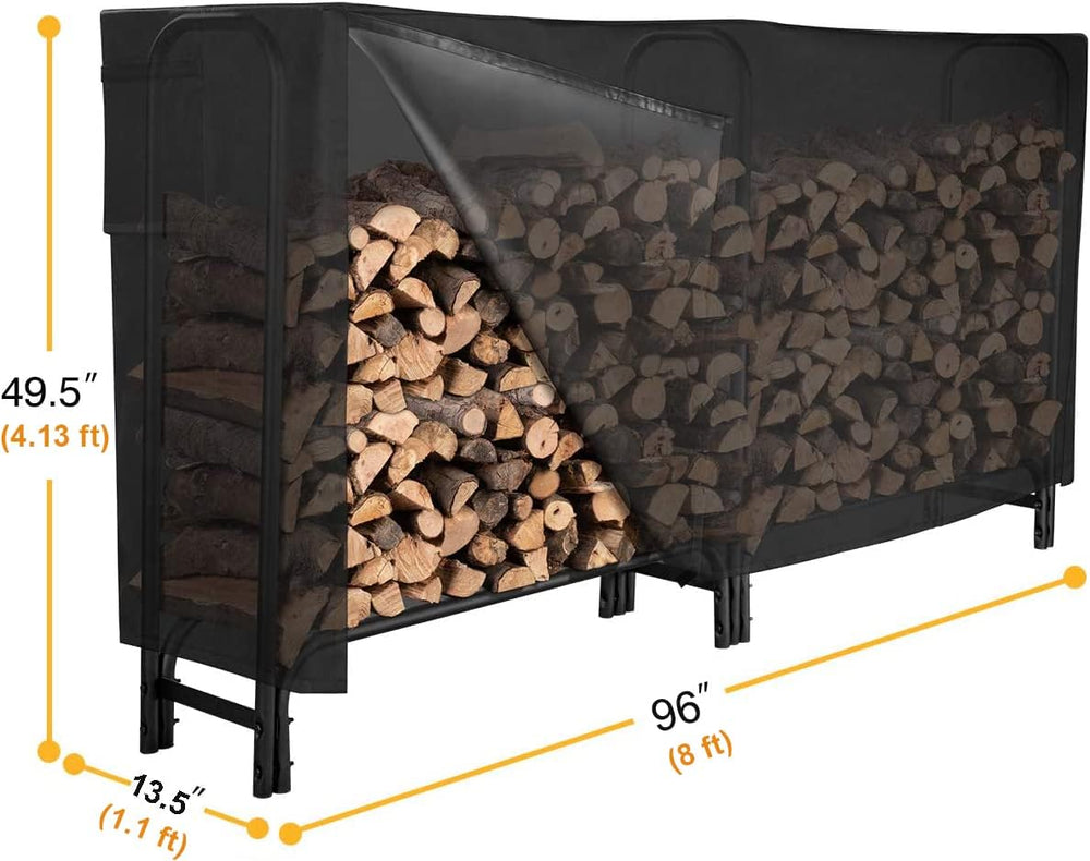 8FT Firewood Rack Outdoor with Waterproof Cover