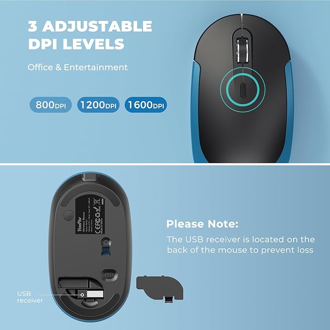 Wireless Keyboard and Mouse, Vssoplor 2.4GHz Rechargeable Quiet Full-Size