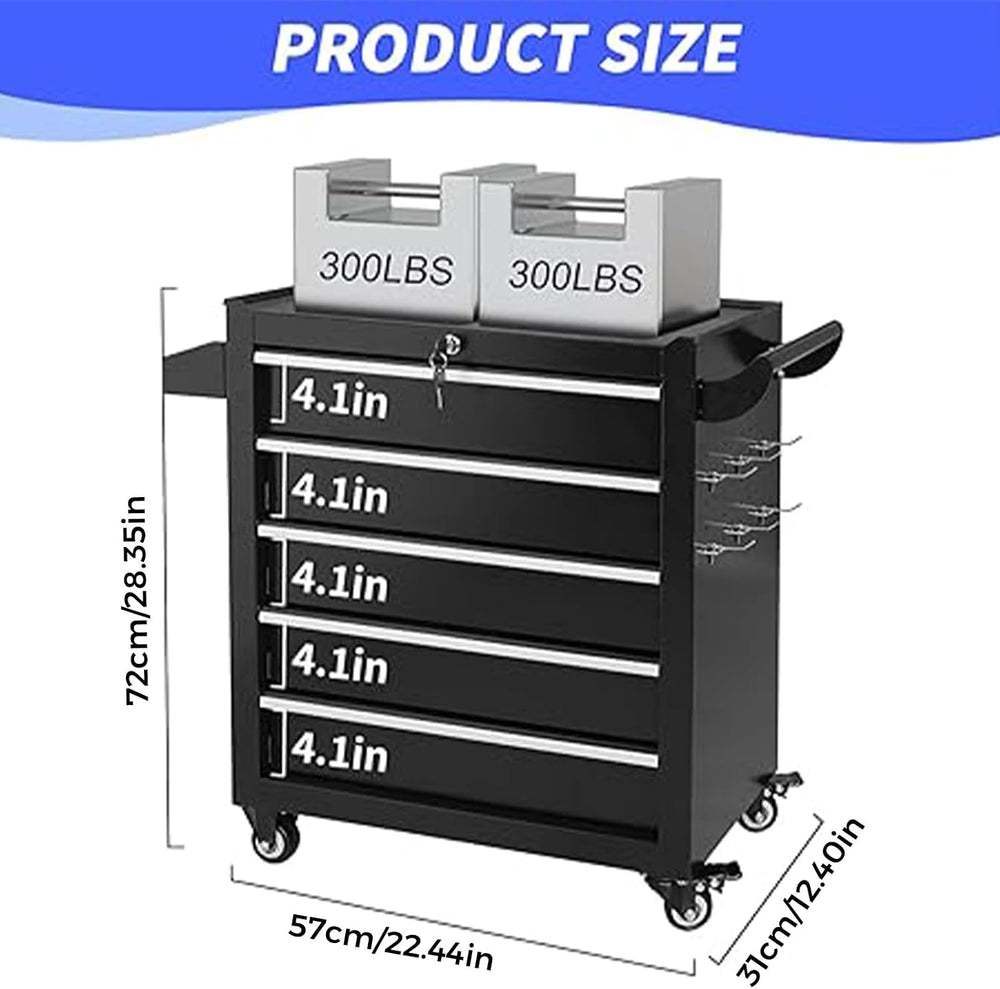 Rolling Tool Chest with Wheels, 5 Drawers Metal Tool Box(Assembly Required)