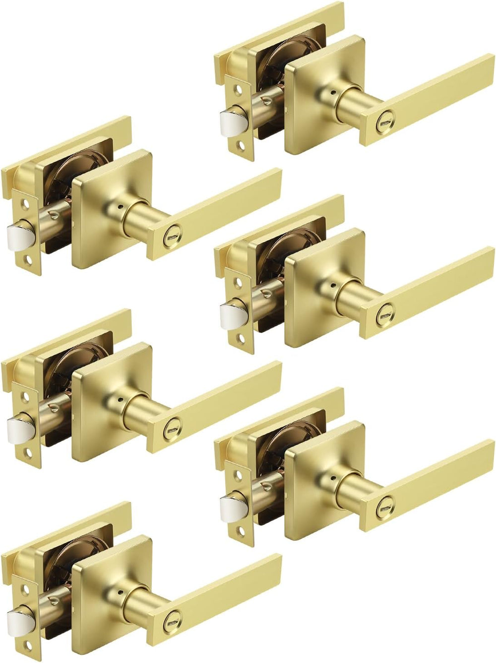 Mengico 6 Pack Gold Privacy Lever Door Handle Interior