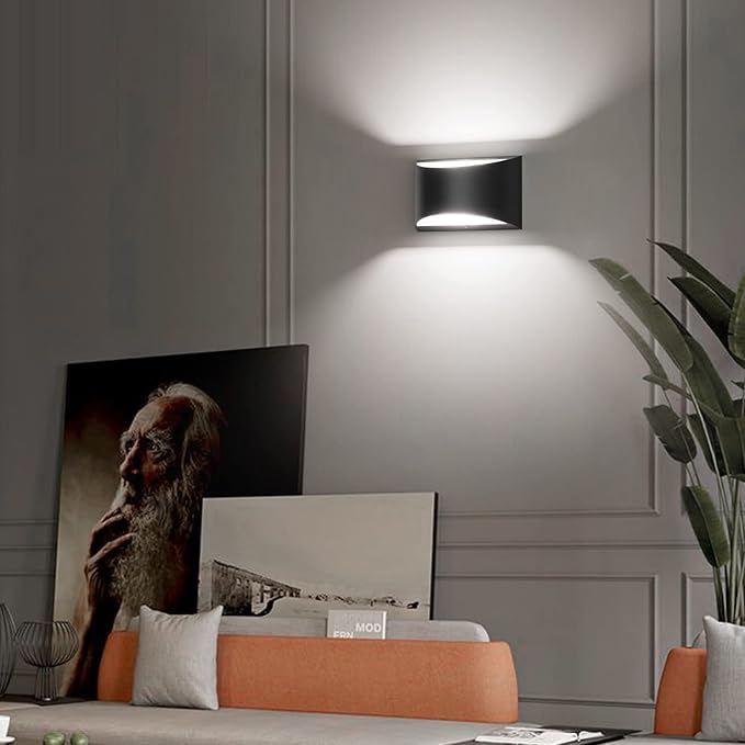 Aipsun Indoor Black Modern LED Wall Sconce Interior Wall Lights Set of 2