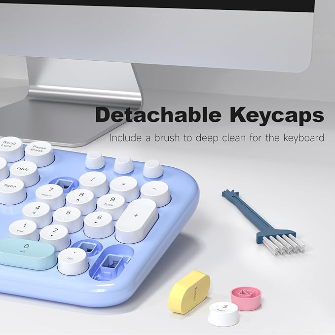 Wireless Keyboard and Mouse Combo, 2.4G Retro Typewriter Keyboard