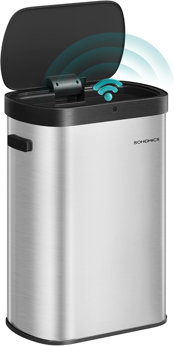 SONGMICS Motion Sensor Trash Can, 13-Gallon Automatic Garbage Can