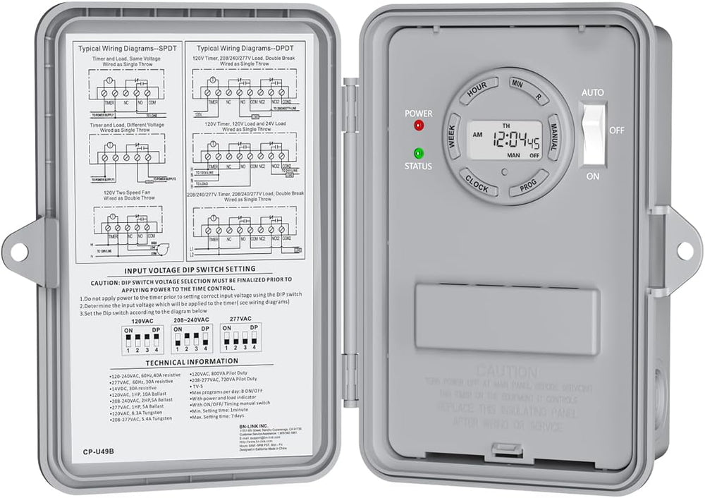 BN-LINK Pool Pump Timer, Outdoor Timer Box, Heavy Duty, 2HP 40A Max, 277 VAC