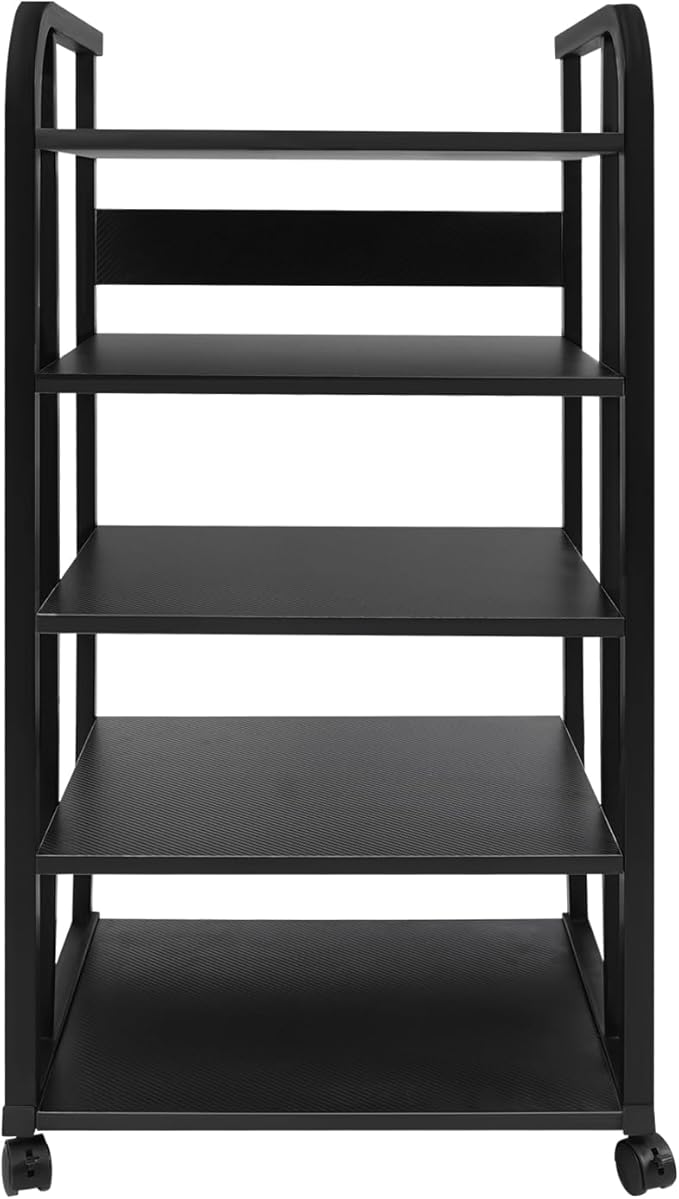 5-Tier AV Media Stand with Universal Wheels, Center Stereo Components Storage