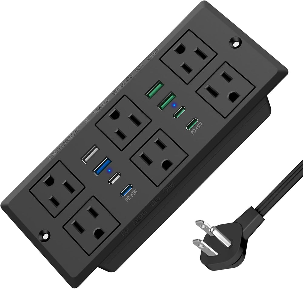 45W Recessed Power Strip, Flush Mounted Surge Protector