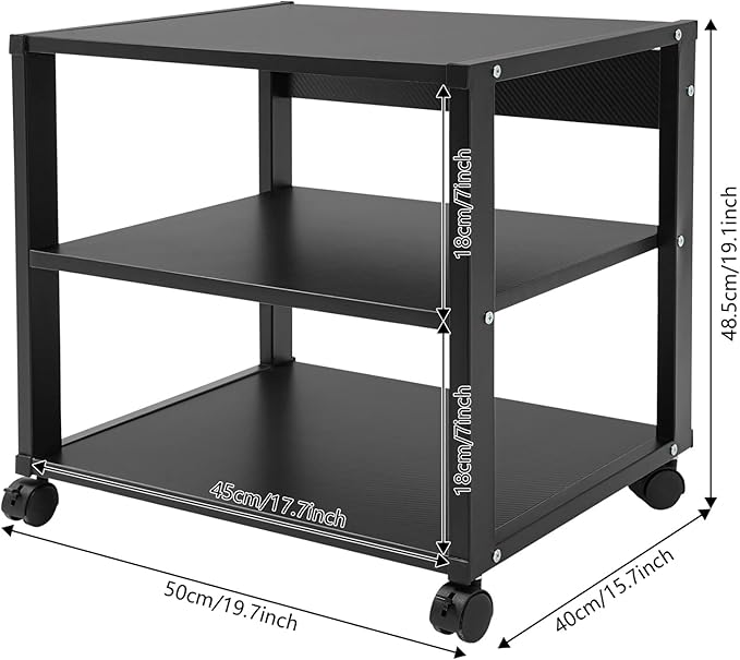 3-Tier AV Media Stand Rack, Mobile & Space-Saving Design, DVD Players,
