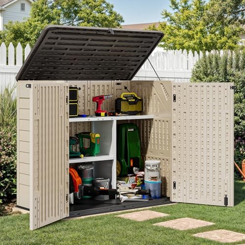 YITAHOME 30cuft Horizontal Storage Shed Shelf, Weatherproof Metal Shelf for 3...