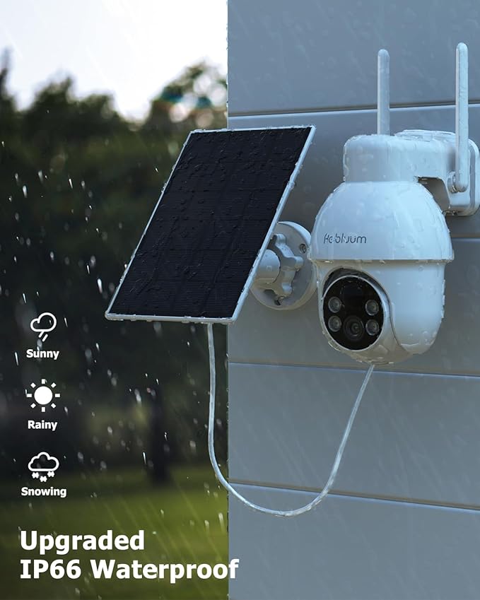 Rebluum Security Camera Wireless Outdoor, 2K Solar Security Camera, Battery