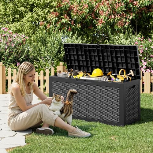 KAMABOKO Outdoor Storage Box, 65 Gallon Deck Box Outdoor Waterproof