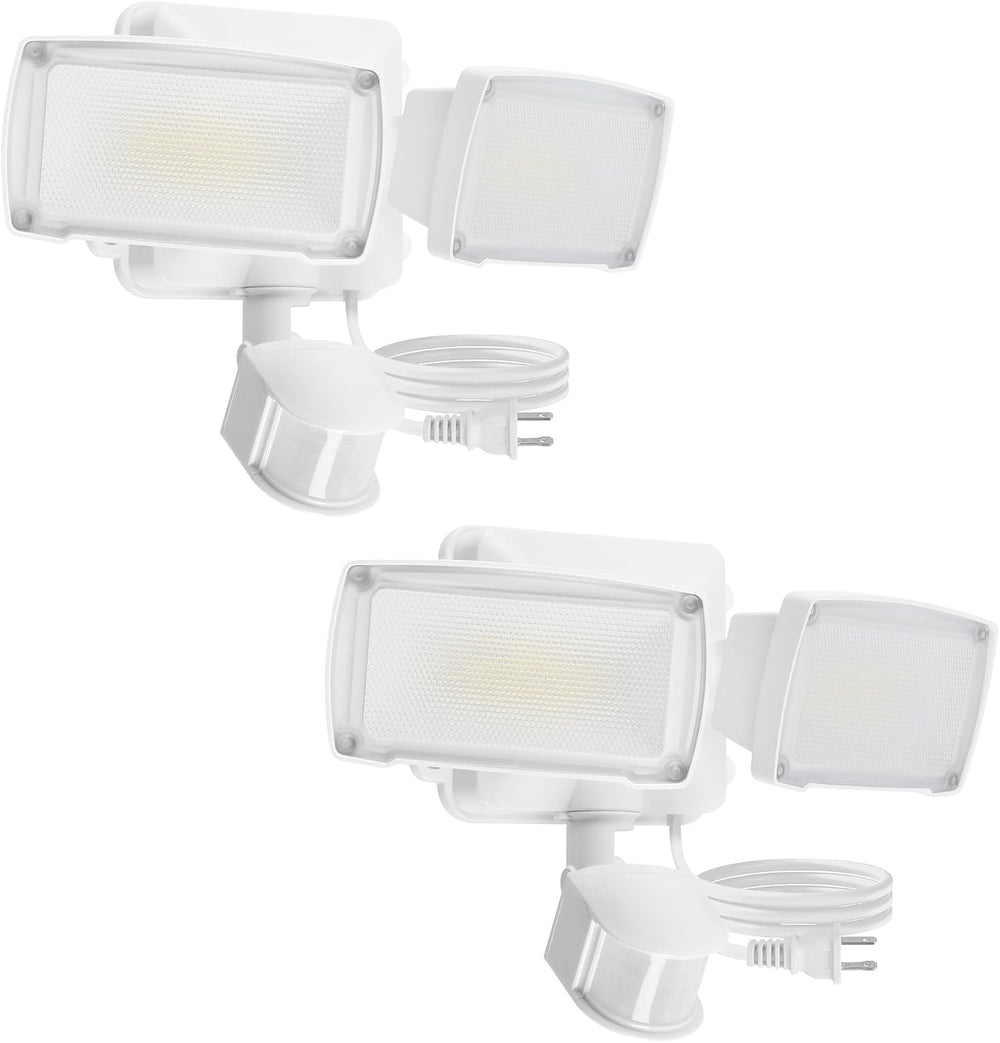 LUTEC 21W 2 Pack Plug in Motion Sensor Light Outdoor, Flood Lights Outdoor