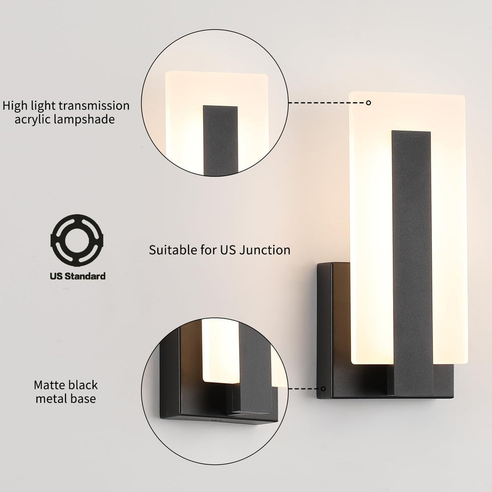 Joosenhouse Modern LED Wall Sconces Up and Down Wall Mount Light Black 3000K ...