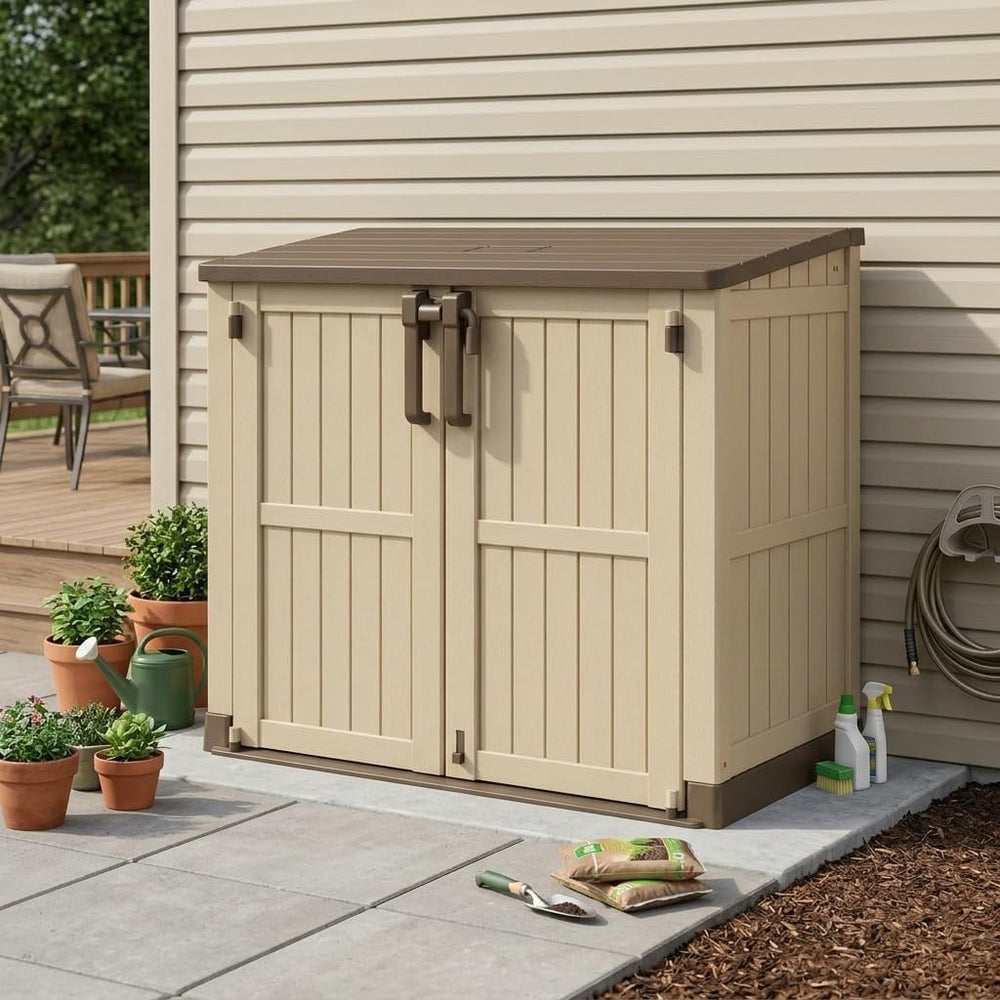 Bifanuo 36 Cu Ft Resin Outdoor Storage Shed, Horizontal Storage Cabinet