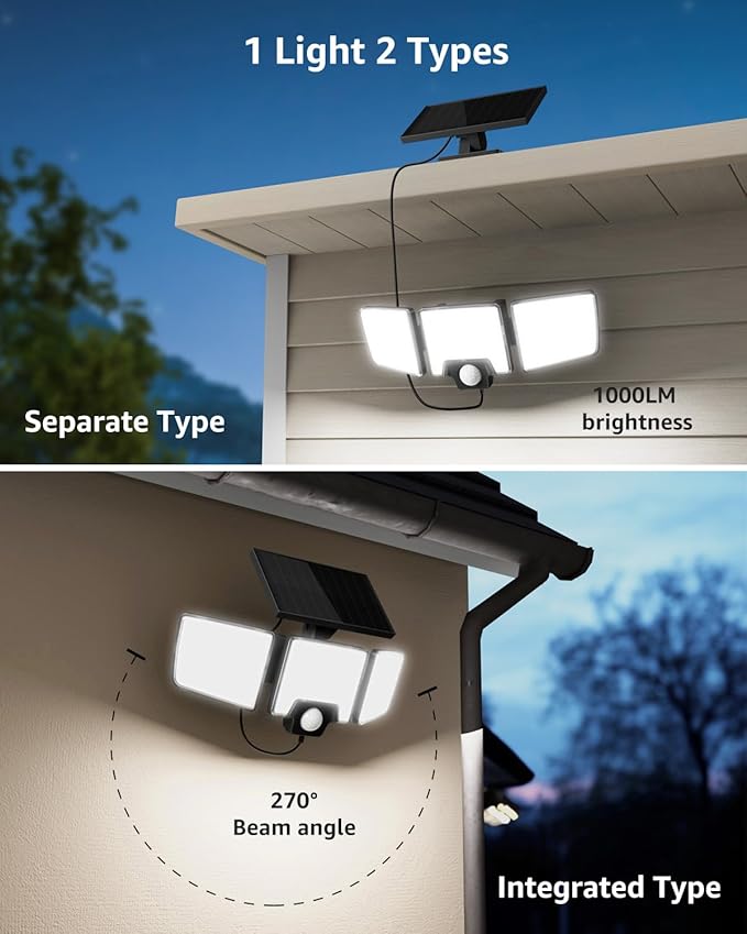 Lepro Solar Security Lights Outdoor Motion Sensor, 2 in 1 Separated and