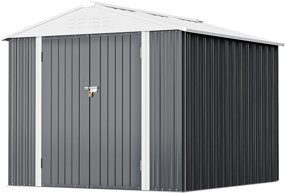 Greesum 8x6FT Outdoor Storage Shed, Gray