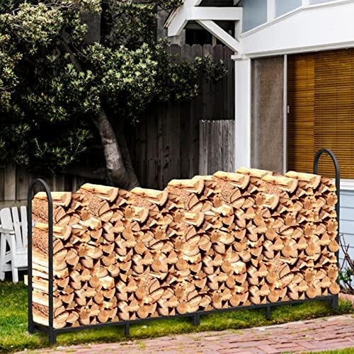Walensee 8Ft Upgraded Firewood Rack Holder, Wood Storage Outdoor Heavy Duty S...
