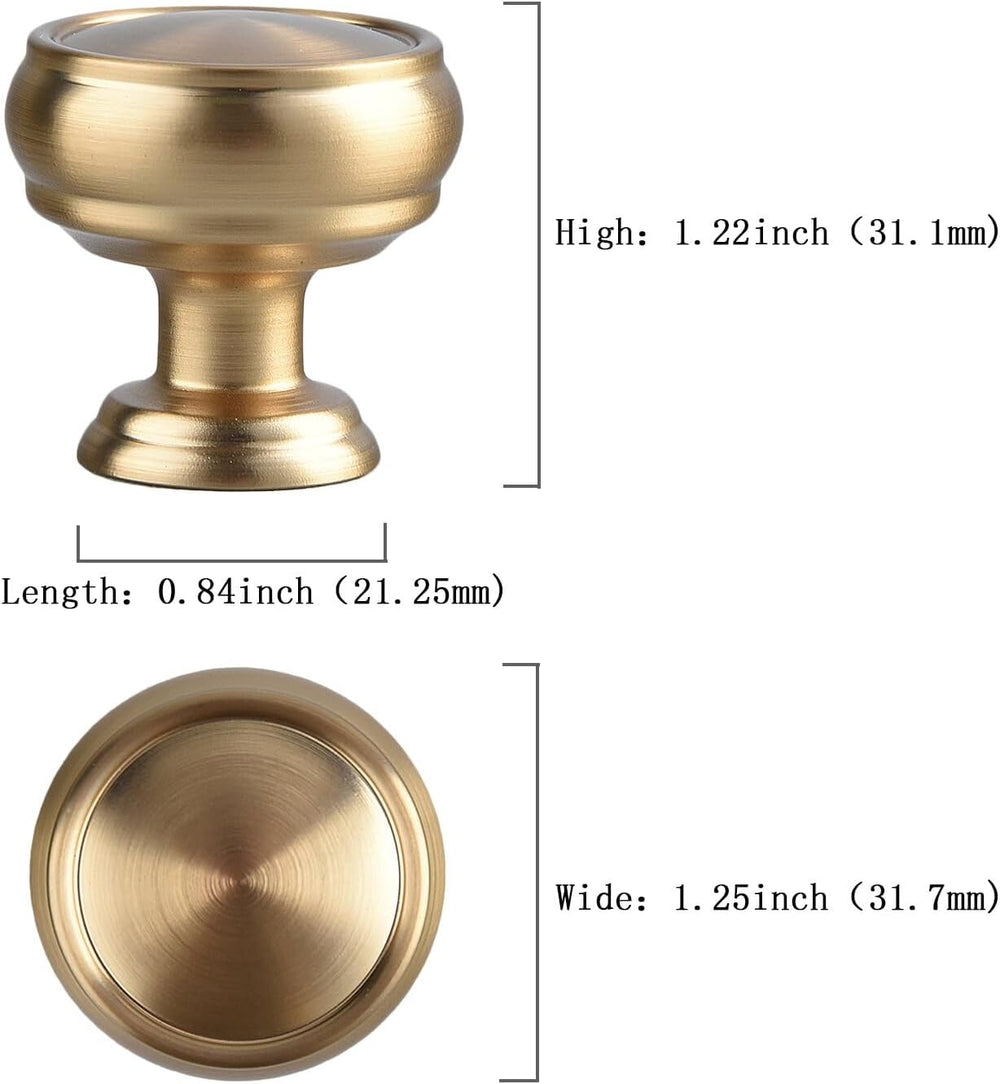 10 Pack Champagne Bronze Cabinet Knobs, 1-1/4 Inch Zinc Alloy Knob | Modern F...