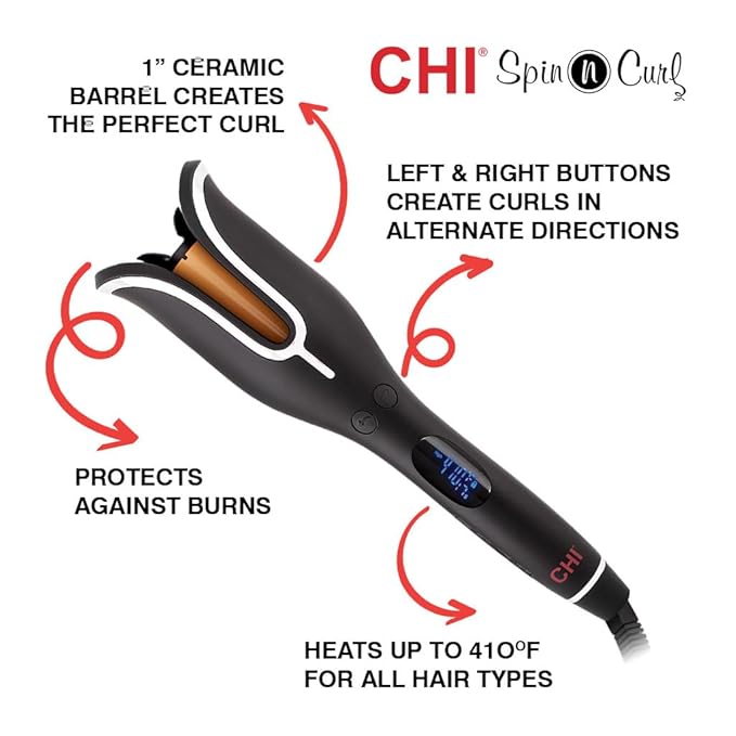 CHI Spin N Curl, Curling Iron For Healthy & Shiny Effortless Curls & ...