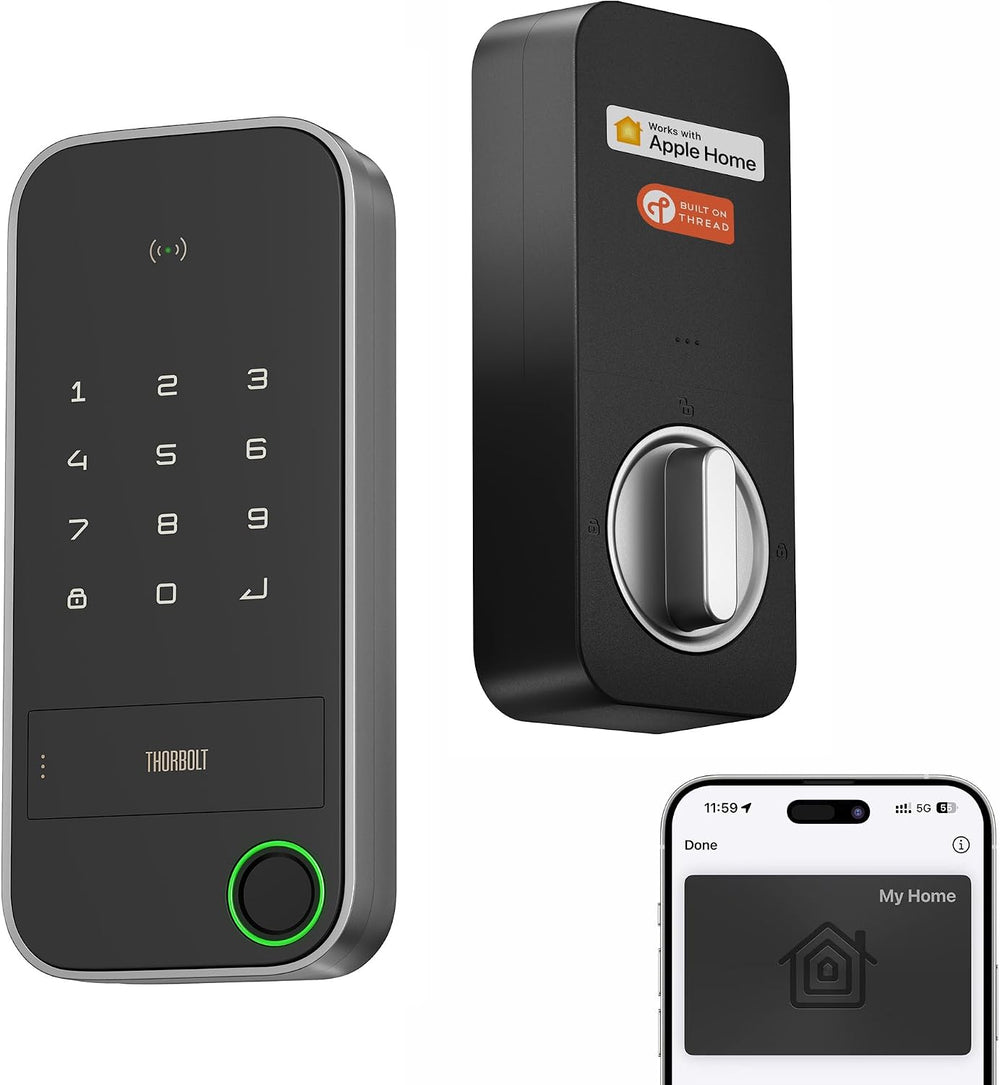 ThorBolt X1 Smart Home Key Keyless Entry Fingerprint Door Lock, Gray