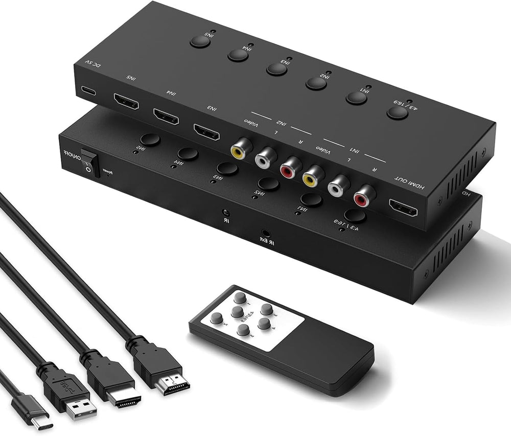 2-in-1 HDMI & AV Switcher – Play PS5 & Retro Games on 1 TV, 3 HDMI 2....