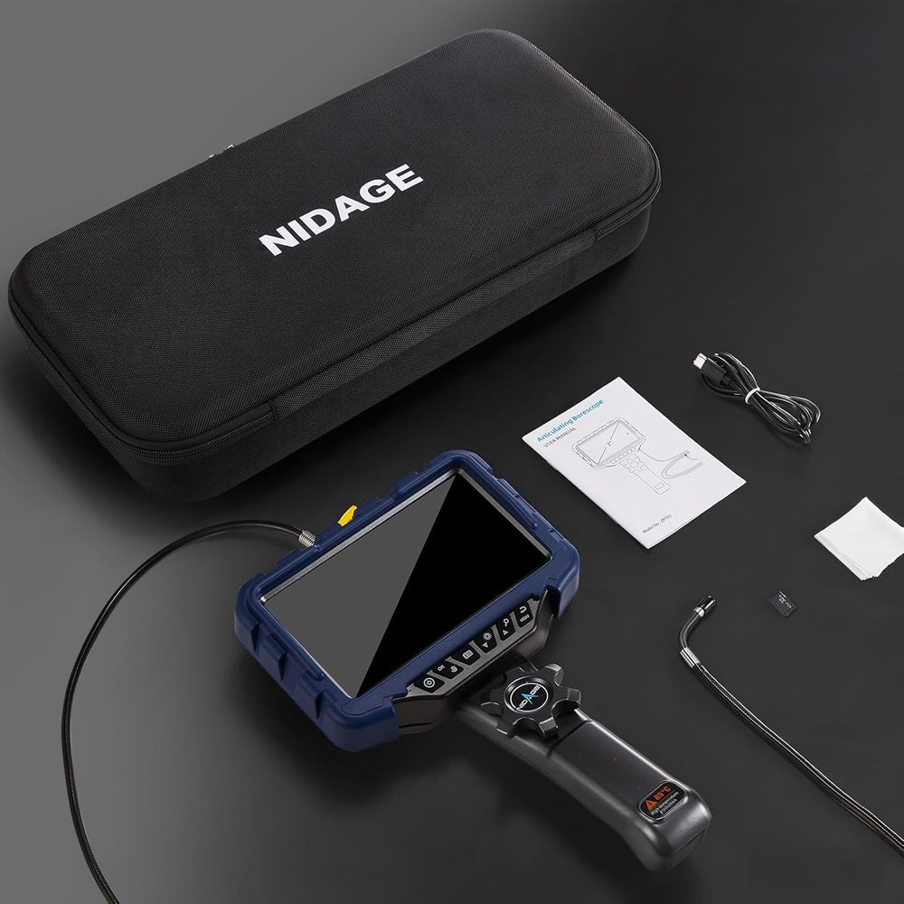 7" IPS Borescope, Two-Way Articulating Endoscope Camera with Light