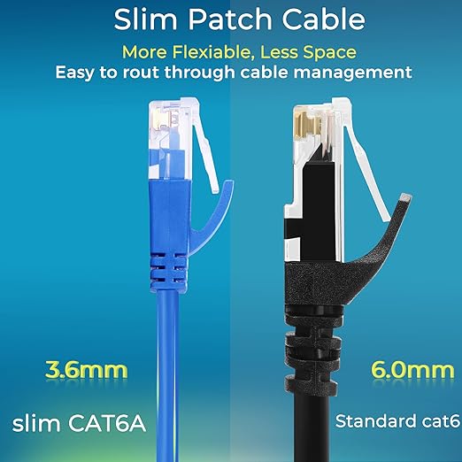 Rapink Patch Cables Cat6a 1ft Slim, Cat6a Ethernet Patch Cable 10G Support (5...