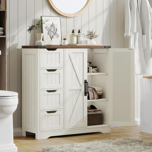 Vabches Farmhouse Bathroom Cabinet, Freestanding Storage Cabinet