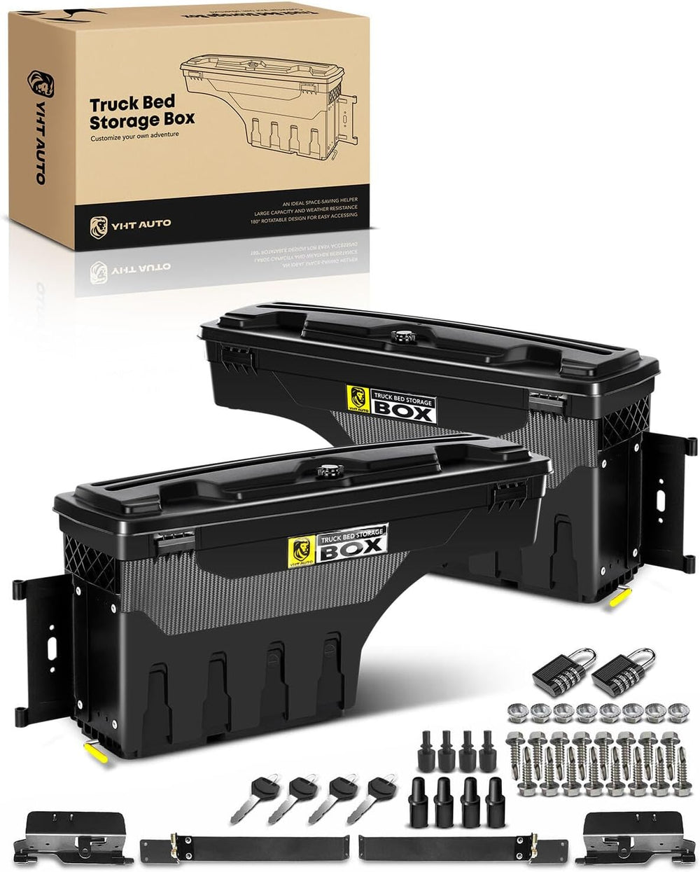 YHTAUTO Driver & Passenger Side Truck Bed Storage Tool Box for Dodge Ram