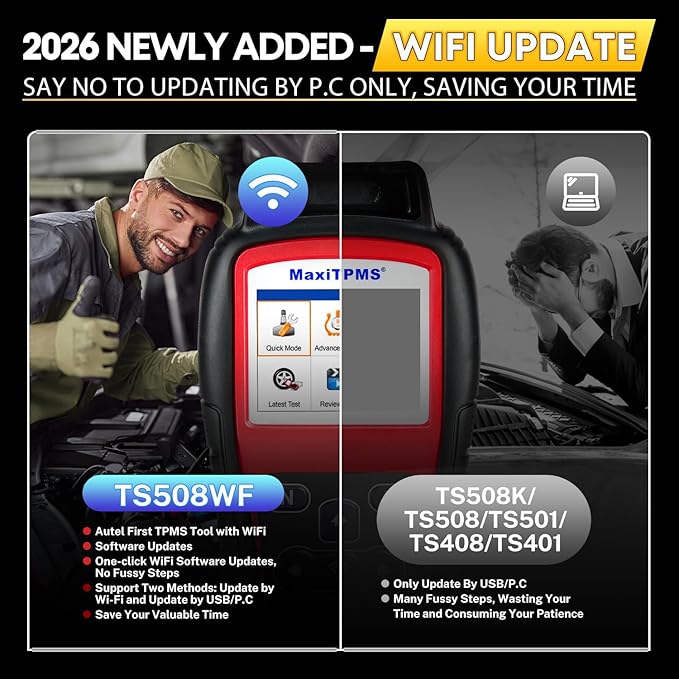 2026 Autel MaxiTPMS TS508WF KIT TPMS Programming Tool, WiFi Ver. of TS508K (4...