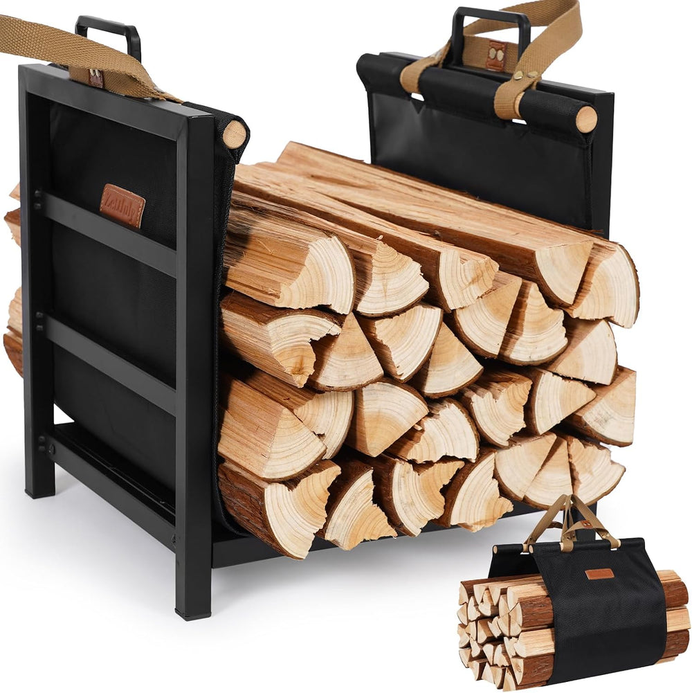 Firewood Rack Indoor Outdoor with Firewood Carrier, Fireplace Wood Log Holder...