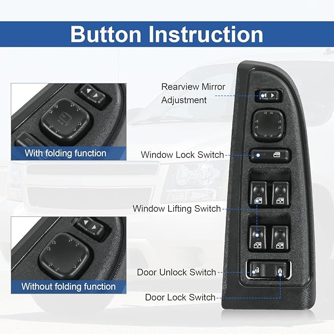 DICMIC Front Driver Side Master Power Window Switch and Door Lock & Black...