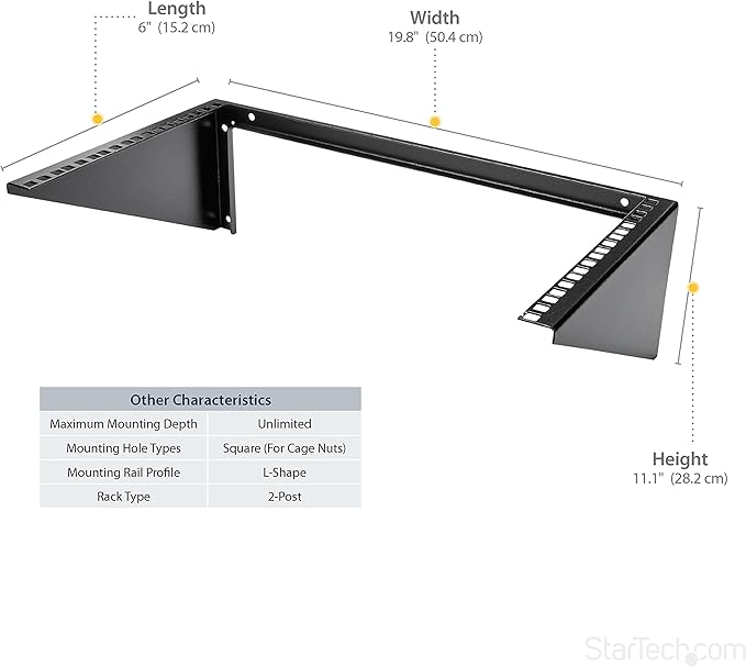StarTech.com 6U Wall Mount Patch Panel Bracket – 19 in – Steel