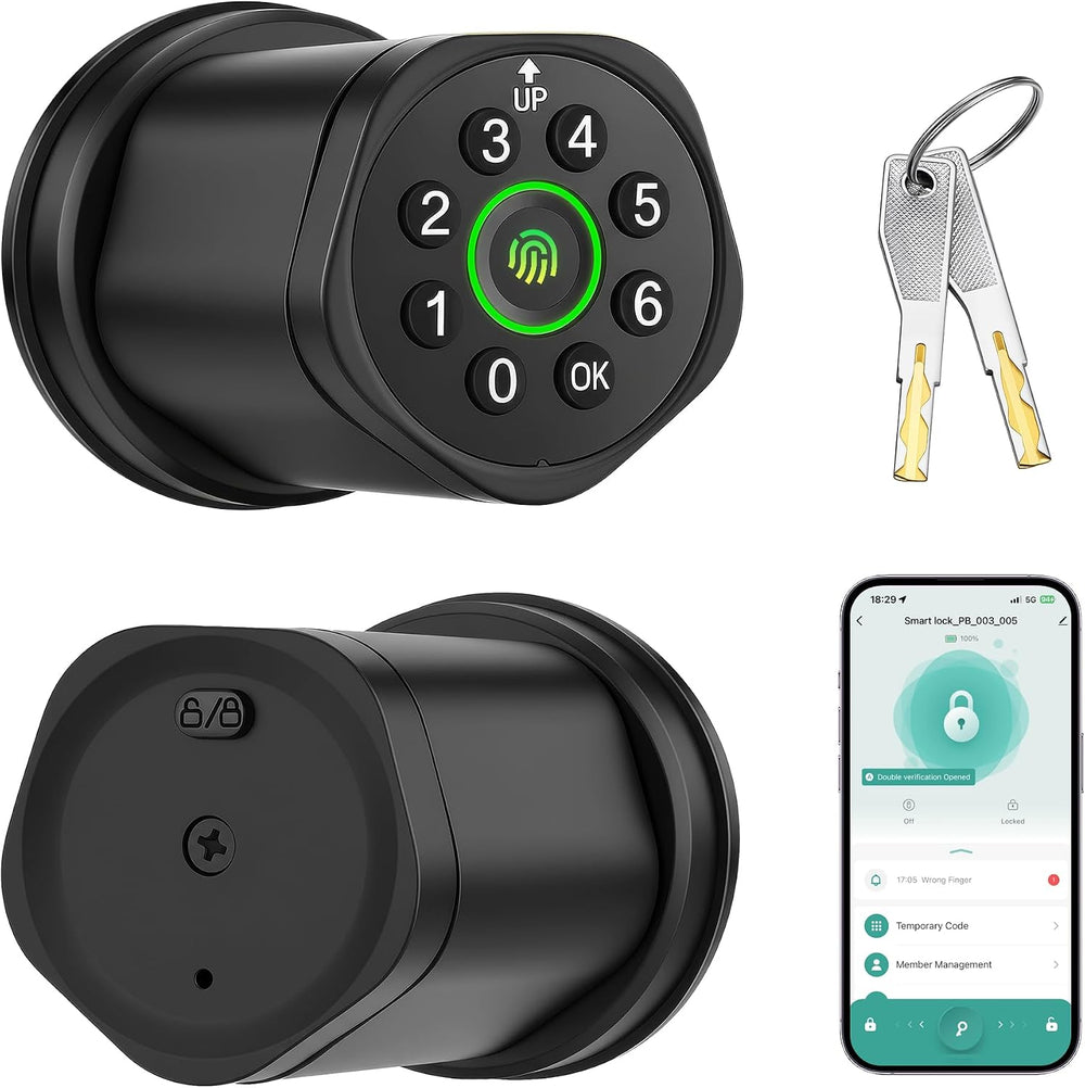 Keyless Entry Keypad Door Lock with Knob, Smart Door Lock with Fingerprint